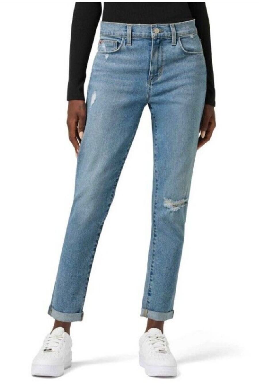 Hudson Natalie Mid-Rise Slim Boyfriend Crop Jeans in Suzette Light Wash Size 26